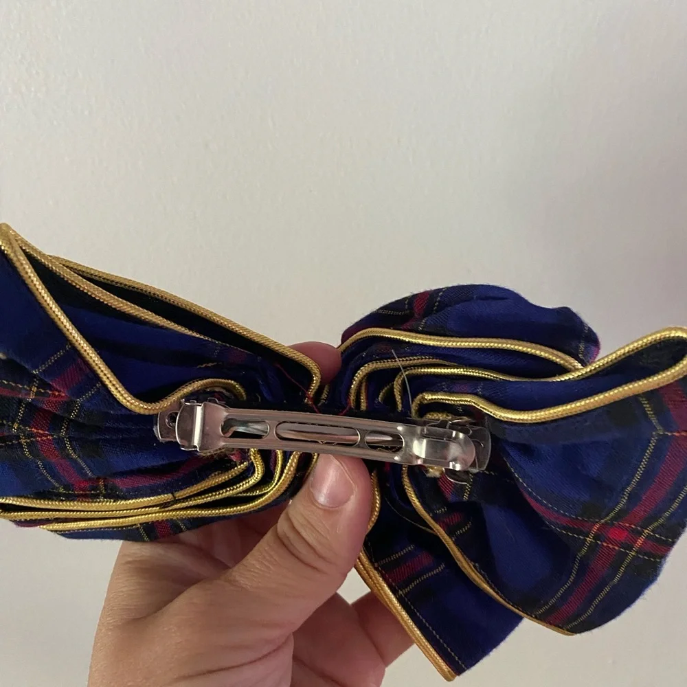 Vintage Classic Christmas Holiday hair accessories 90s blue and gold‎ bows
